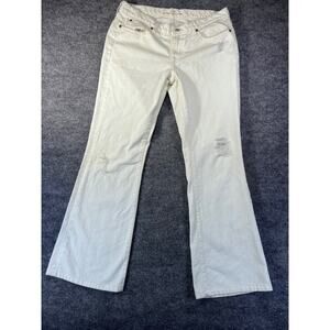 7 For All Mankind White Denim Jeans Women’s Flare Distressed Sz 32